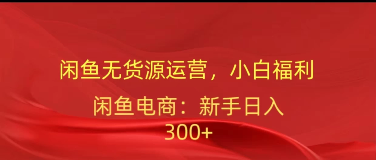 闲鱼轻松运营，无货源也能日赚300+，小白月入过万不是梦！