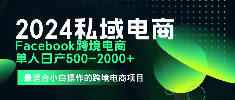 2024年Facebook私域跨境电商，手把手教你日入10单，小白都可操作-资源项目网