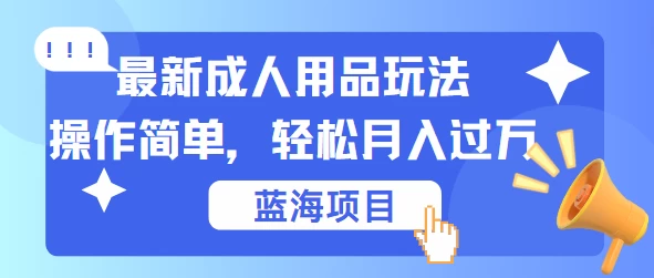 最新***用品项目玩法，操作简单，蓝海项目轻松月入过万-资源项目网