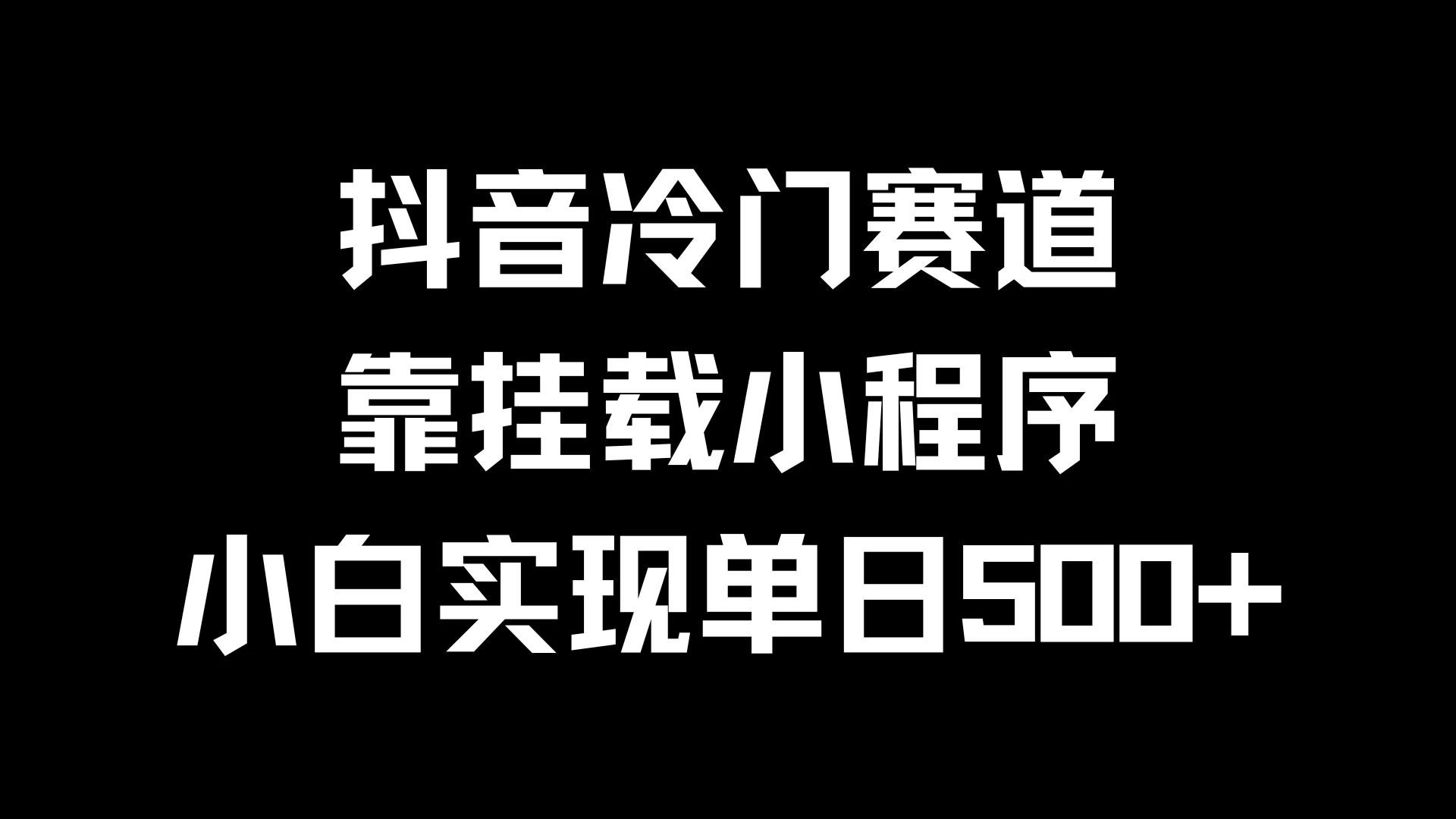 抖音冷门赛道，靠挂载小程序，小白实现单日500+-资源项目网