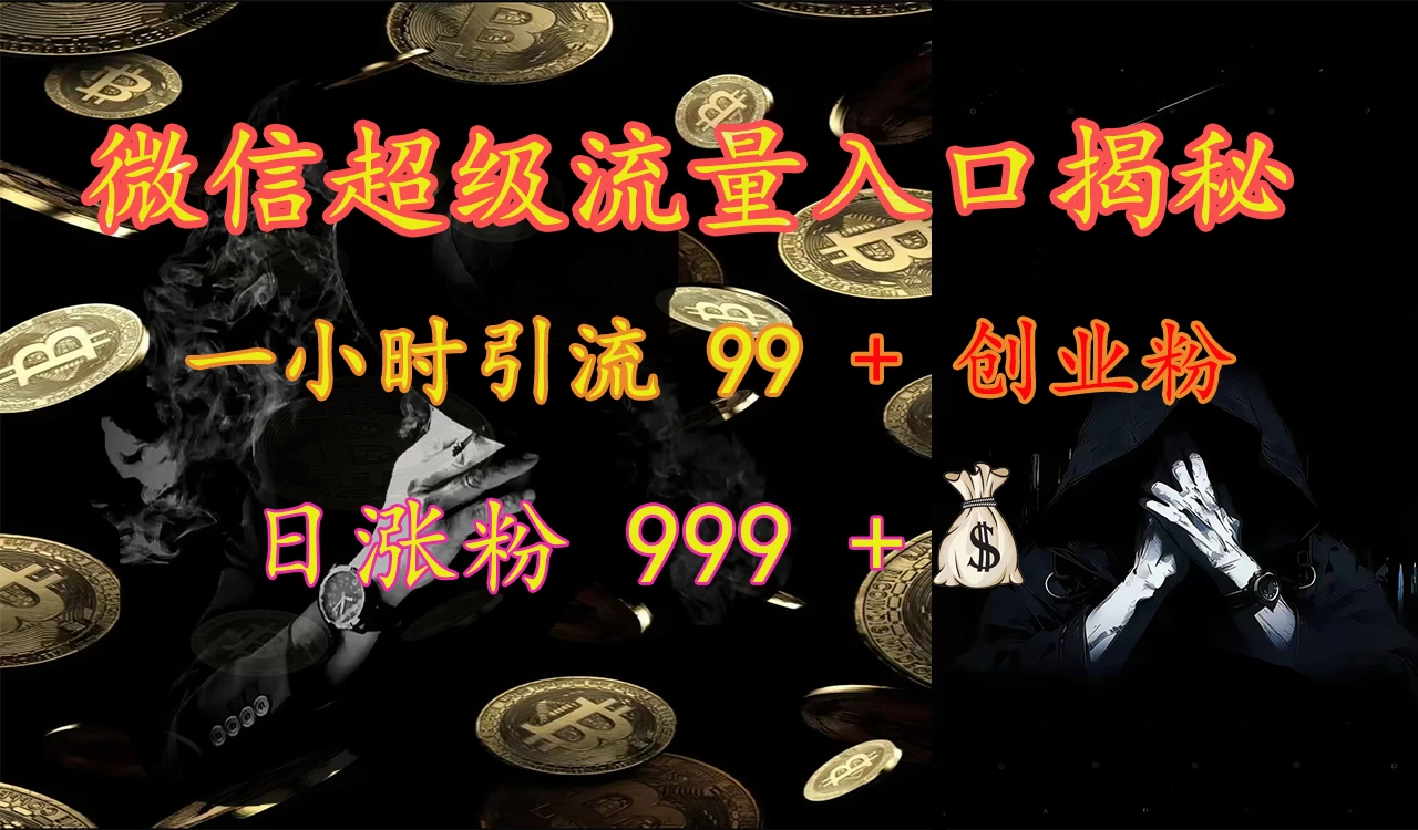 微信超级流量入口揭秘：一小时引流 99 + 创业粉，日涨粉 999 +-资源项目网