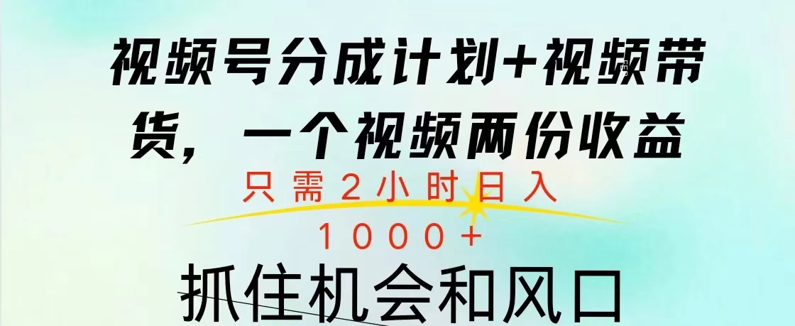 视频号橱窗带货， 10分钟一个视频， 2份收益，日入1000+-资源项目网
