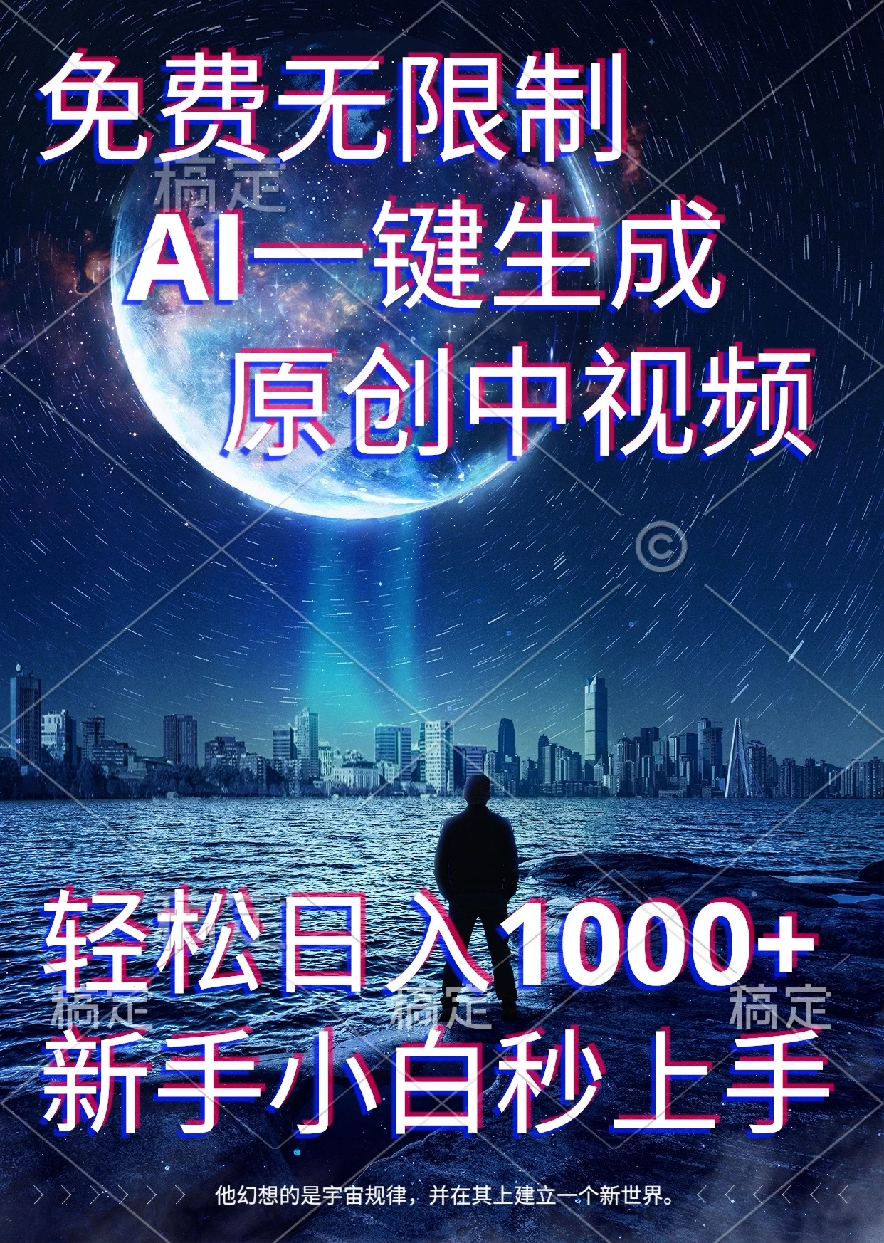 免费无限制，AI一键生成原创中视频，新手小白轻松日入1000+，超简单，可矩阵，可发全平台-资源项目网