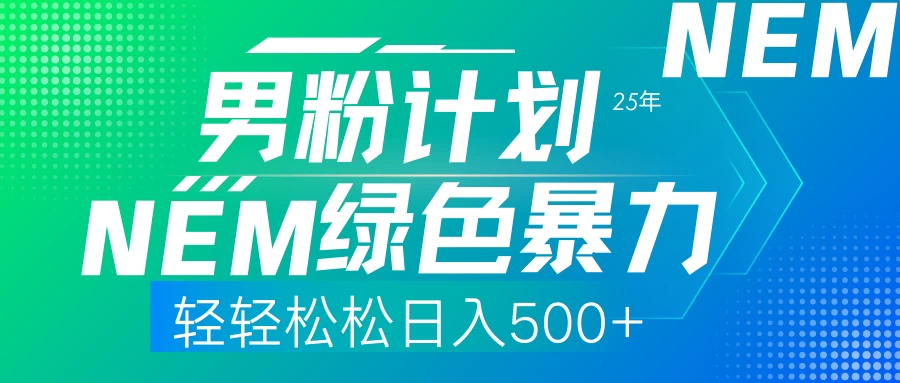 25年新男粉计划绿色暴力项目轻轻松松日收500+-资源项目网