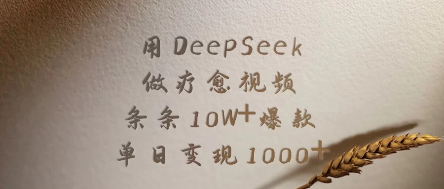 用DeepSeek做疗愈视频，条条10W+爆款，单日变现1000+-资源项目网