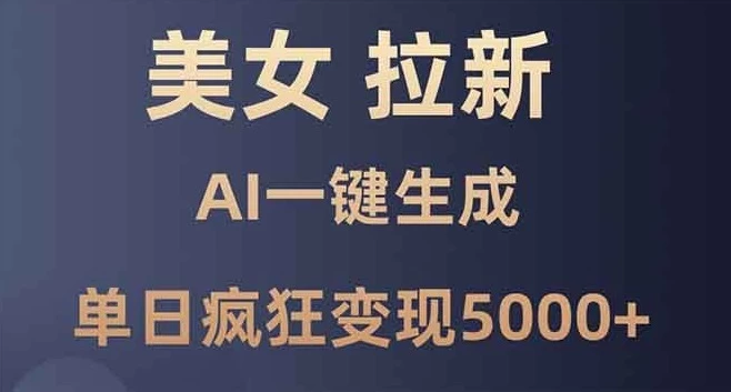 美女拉新,Ai一键生成,单日疯狂变现5000+-资源项目网