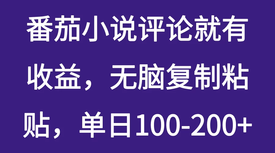番茄小说评论就有收益,无脑复制粘贴,单日100-200+-资源项目网