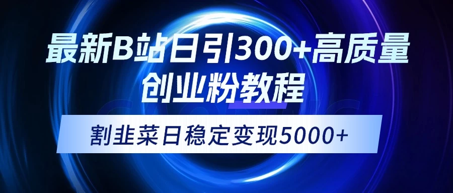 最新B站日引300+高质创业粉教程!“割韭菜”日稳定变现5000+!-资源项目网