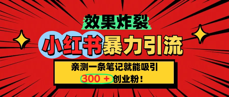 小红书炸裂玩法,一条笔记就能吸引300+精准创业粉-资源项目网