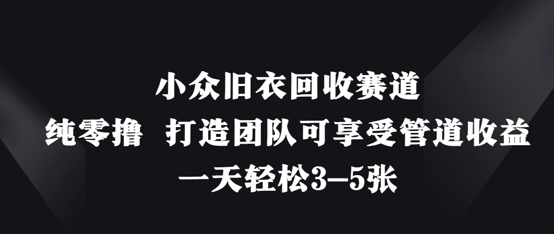 小众旧衣回收赛道,纯零撸 打造团队可享受管道收益,一天轻松3-5张-资源项目网