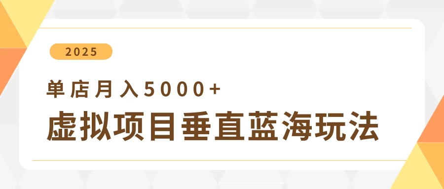 4月虚拟项目垂直玩法,冷门爆品+垂直蓝海,单店月入5000+-资源项目网