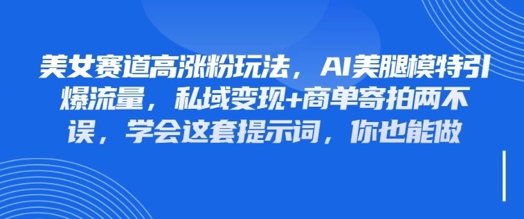 美女赛道高涨粉玩法，AI**模特引爆流量，私域变现+商单寄拍两不误，学会这套提示词，你也能做-资源项目网