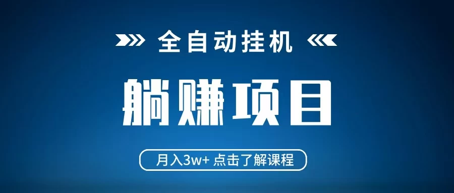 全自动挂机项目 月入3w+ 真正躺平项目 不吃电脑配置 当天见收益-资源项目网