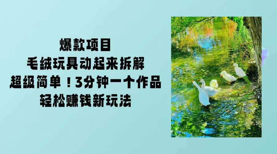 毛绒玩具动起来项目拆解,三四分钟一个作品,轻松转粉赚钱新玩法-资源项目网