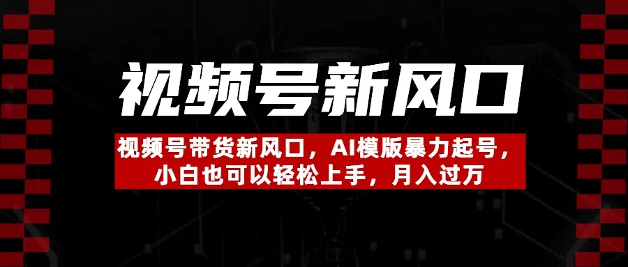视频号带货新风口，AI模版暴力起号，小白也可以轻松上手，月入过万-资源项目网