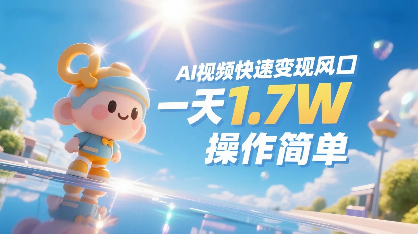 《Ai视频变现风口,一天1.7W,收入无上限,操作简单》-资源项目网