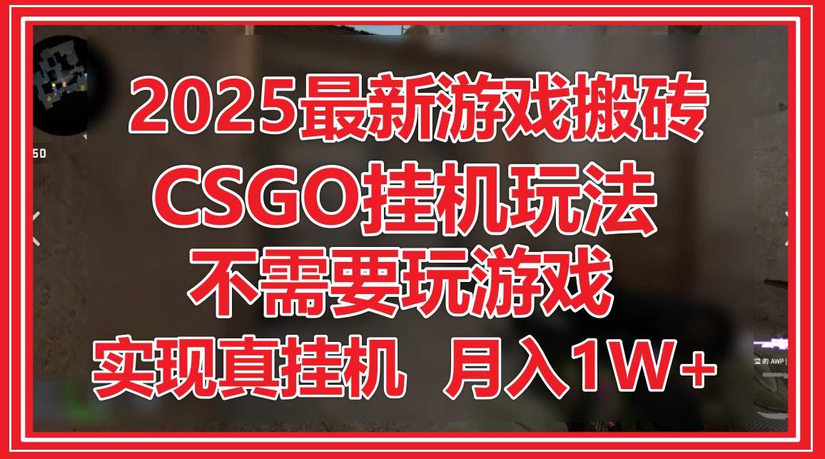 2025最新游戏搬砖,CSGO挂机,不需要玩游戏,实现真挂机,月入1W+-资源项目网