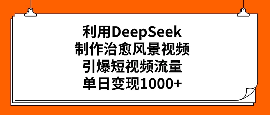 利用DeepSeek制作治愈风景视频，引爆短视频流量，单日变现1000+-资源项目网
