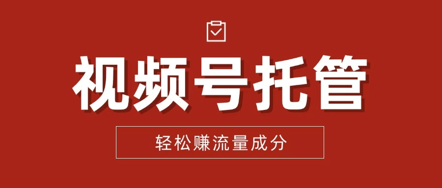 【视频号托管 】我提供视频,你每天花5分钟发布,最高躺赚2W+-资源项目网