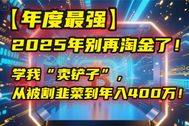 【年度最强】2025年别再淘金了!学我“卖铲子”,从被割韭菜到年入400万!-资源项目网