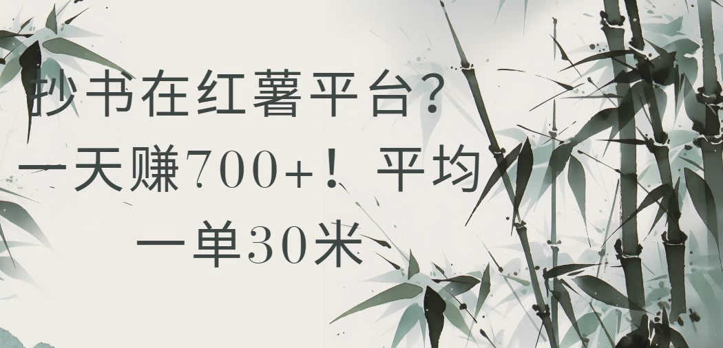 抄书在红薯平台?一天赚700+!平均一单30米-资源项目网