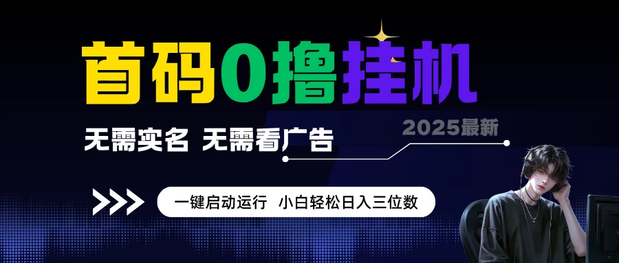 首码0撸挂机项目,无需实名无需看广告,一键启动运行,小白轻松日入三位数-资源项目网