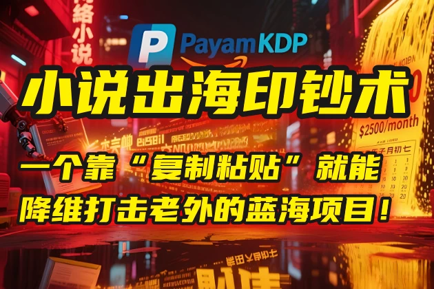 💰 小说出海印钞术:一个靠“复制粘贴”就能降维打击老外的蓝海项目!-资源项目网
