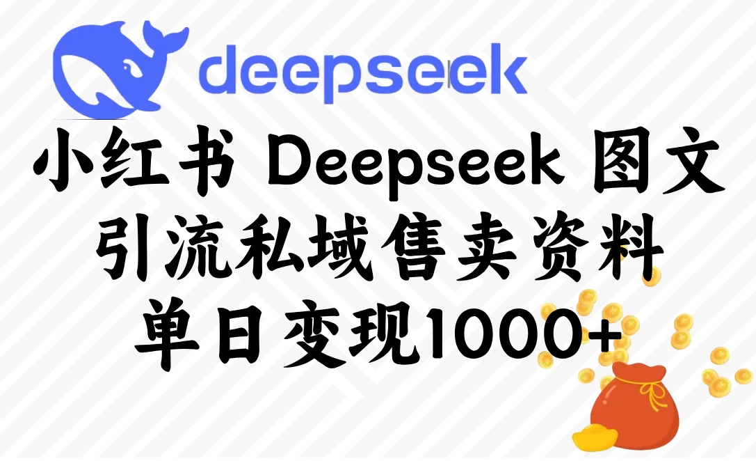 小红书 Deepseek 图文引流私域售卖资料,单日变现1000+-资源项目网