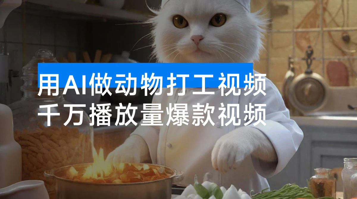 用 AI 做动物打工视频，千万播放量爆款视频，单日变现1000+-资源项目网