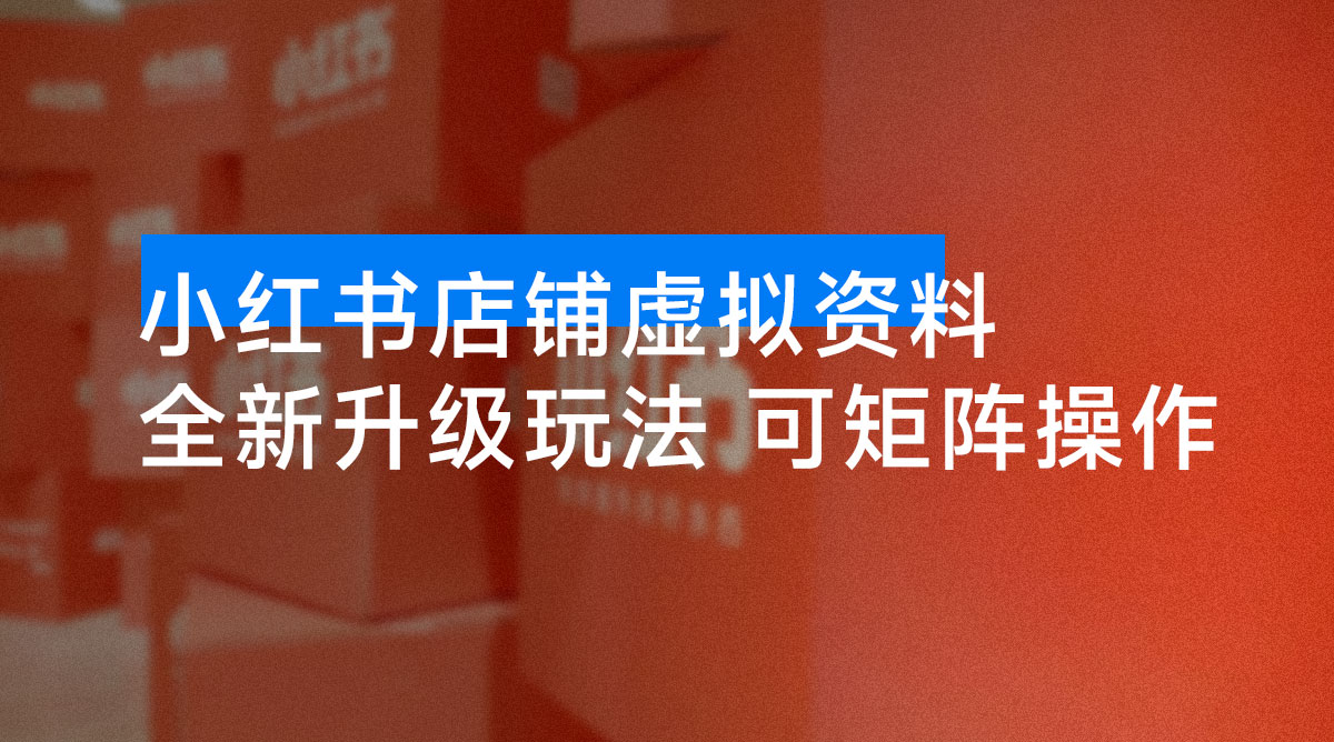 小红书店铺虚拟资料：全新升级玩法，可矩阵操作，单日稳定变现300+-资源项目网
