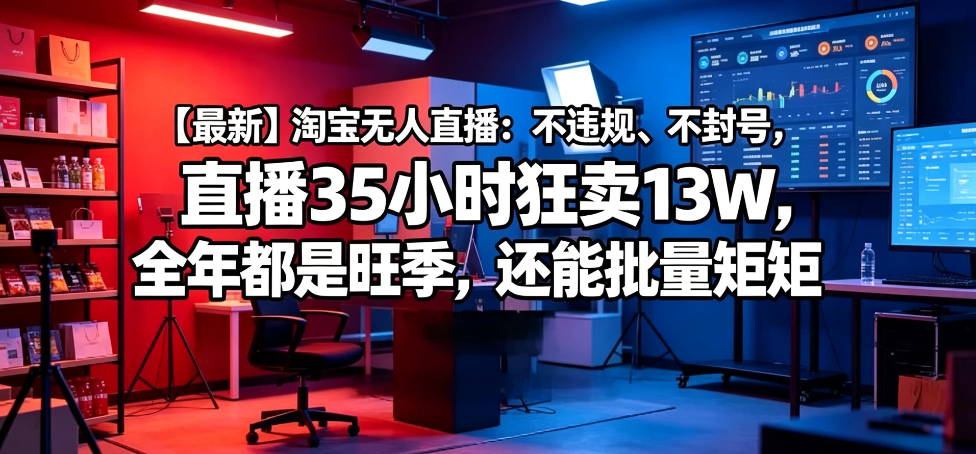 淘宝无人直播:不违规、不封号,直播35小时狂卖13W,全年都是旺季,还能批量矩阵操作 淘宝无人直播:不违规、不封号,直播35小时狂卖13W,全年都是旺季,还能批量矩阵操作