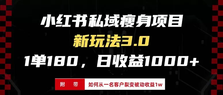 小红书瘦身项目3.0模式,新手小白日赚收益1000+(附从一名客户裂变收益,被动收益1W)-颜夕资源网 小红书瘦身项目3.0模式,新手小白日赚收益1000+(附从一名客户裂变收益,被动收益1W)-颜夕资源网
