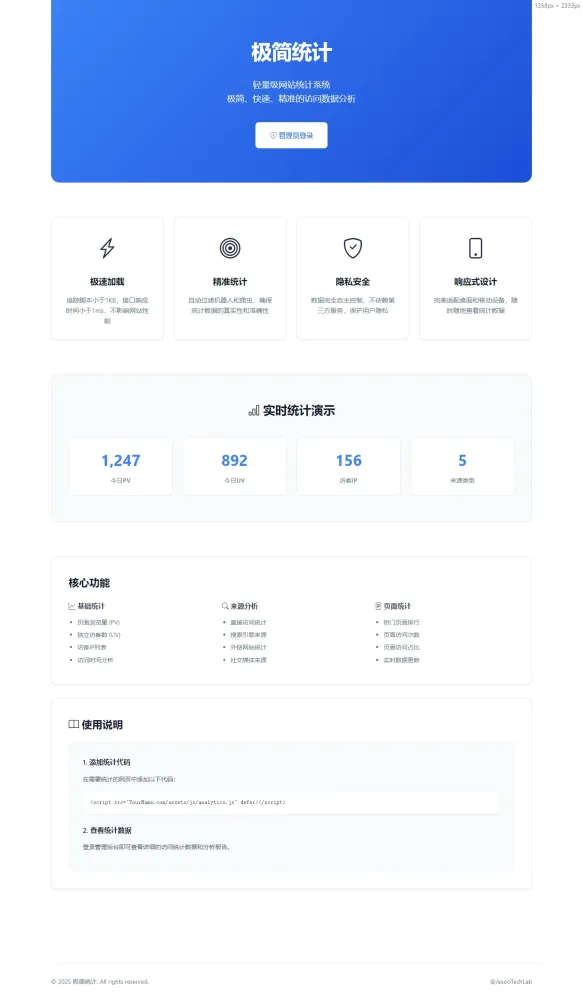 PHP网站统计系统源码 极简统计 支持本地部署-第14张图片 PHP网站统计系统源码 极简统计 支持本地部署-第14张图片