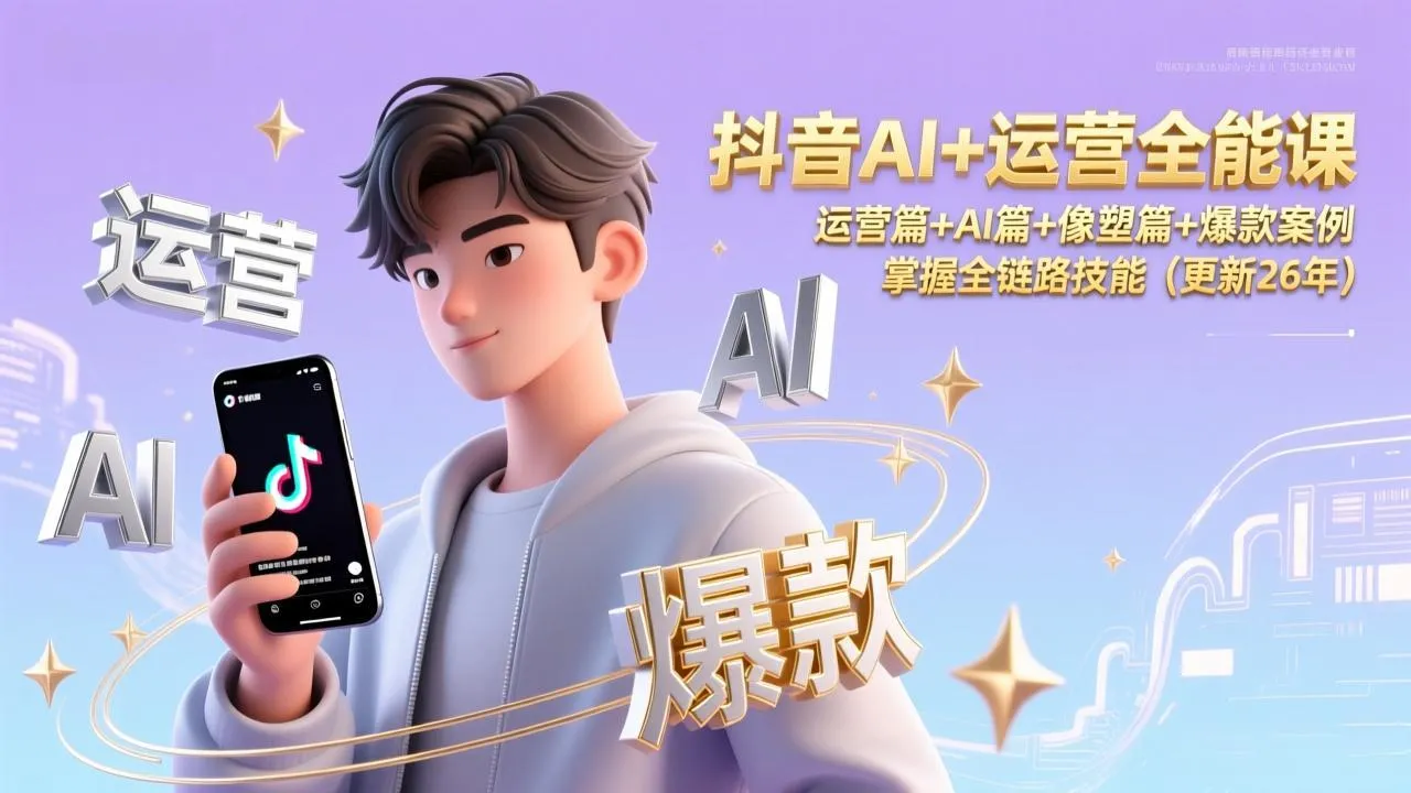 抖音AI+运营全能课程：全链路技能掌握，更新至26年-资源项目网