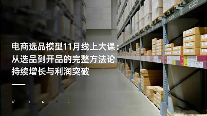 电商选品模型11月线上大课：完整方法论，助力持续增长与利润突破-资源项目网