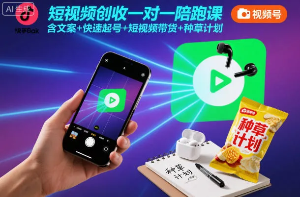 短视频创收一对一陪跑课:文案撰写、快速起号、带货技巧与种草策略-资源项目网