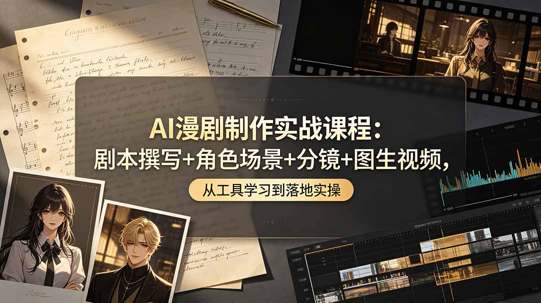 AI漫剧制作实战课程：剧本、角色、场景、分镜及视频制作全流程，从工具到实操-资源项目网