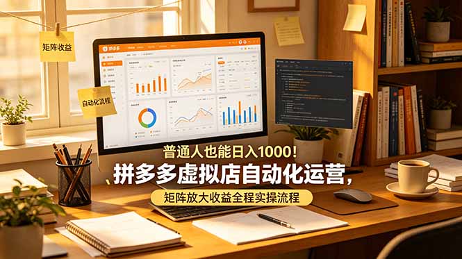 普通人日入1000！拼多多虚拟店自动化运营，矩阵放大收益实操流程-资源项目网