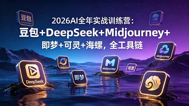 2026AI全年实战训练营：豆包+DeepSeek+Midjourney+即梦+可灵+海螺，全工具链-资源项目网