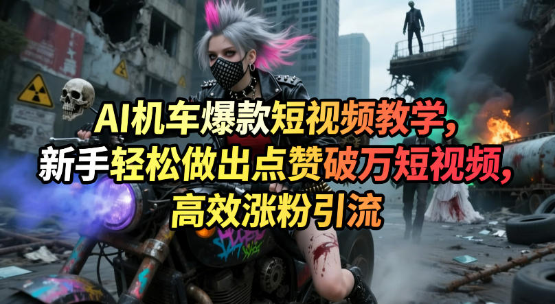 AI机车短视频制作教程，新手快速吸粉技巧，轻松破万点赞-资源项目网