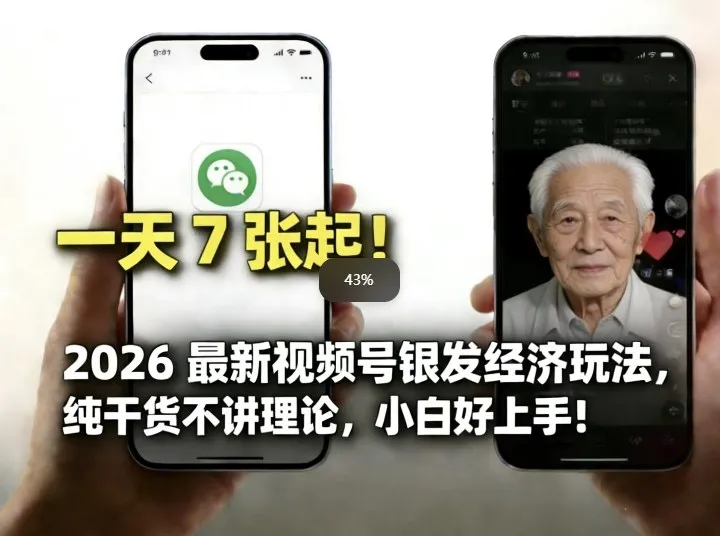 2026年视频号银发经济操作指南：每天轻松制作7张，新手也能上手-资源项目网
