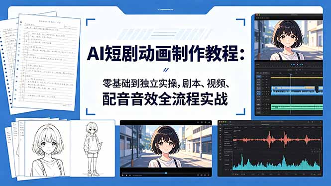 AI短剧动画制作教程：零基础到独立实操，剧本、视频、配音音效全流程实战-资源项目网