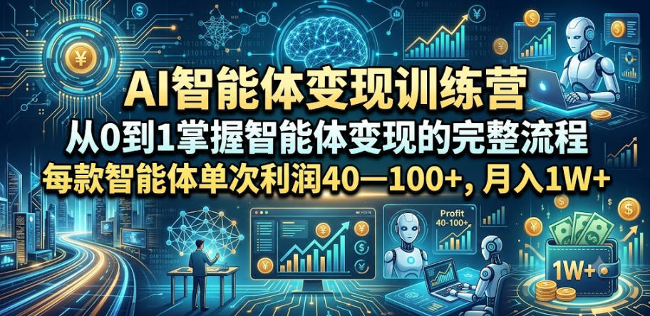 AI智能体变现训练营：掌握从0到1的完整流程，单款智能体利润40-100元，月入过万-资源项目网
