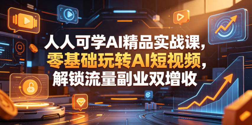 零基础学习AI短视频制作，掌握流量副业双增长-资源项目网