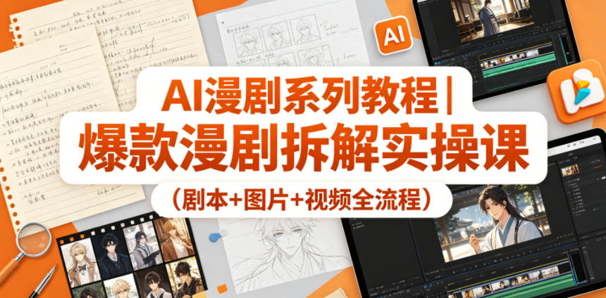 AI漫剧系列教程：爆款漫剧拆解实操课（剧本、图片、视频全流程）-资源项目网