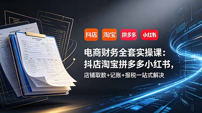 电商财务实操课程：抖店、淘宝、拼多多、小红书店铺数据管理、记账与税务一站式解决方案-资源项目网