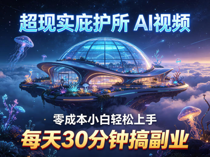 “超现实庇护所AI视频项目：零成本入门，每天30分钟轻松副业”-资源项目网