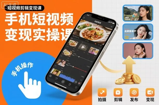 手机短视频变现实战课程:短视频剪辑与盈利技巧-资源项目网