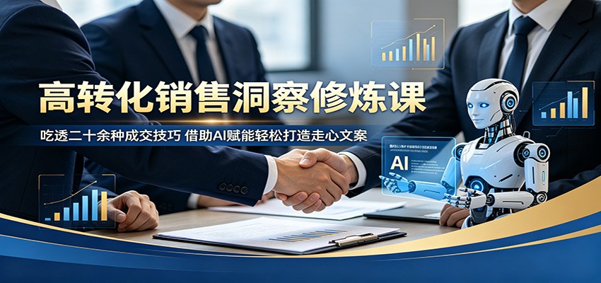 高转化销售技巧精讲：掌握20种成交策略，AI赋能打造感人文案-资源项目网