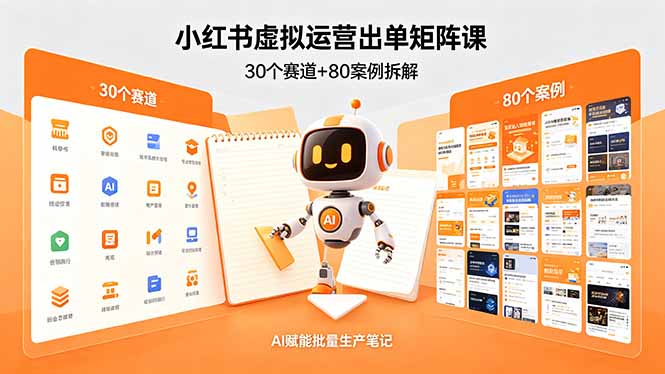 小红书虚拟运营出单秘籍：30赛道+80案例，AI助力高效笔记生产-资源项目网